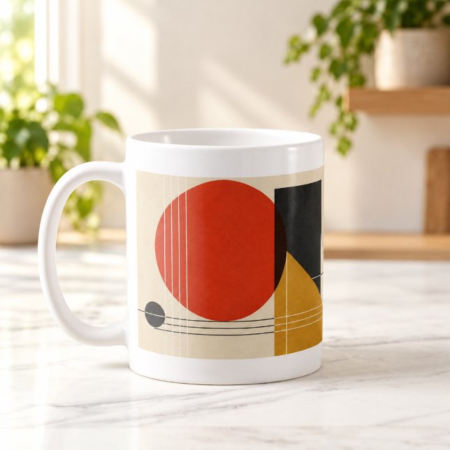 Mug Bauhaus Équilibre Géométrique Abstrait (Bauhaus Balance Abstract Geometric Mug — digital mockup.)