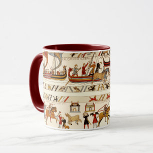 MUG BAYEUX TAPESTRY 1066, CHEVALIERS NORMAUX, NAVIRES