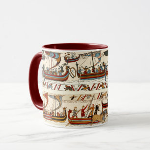 MUG BAYEUX TAPESTRY 1066, CHEVALIERS NORMAUX, NAVIRES