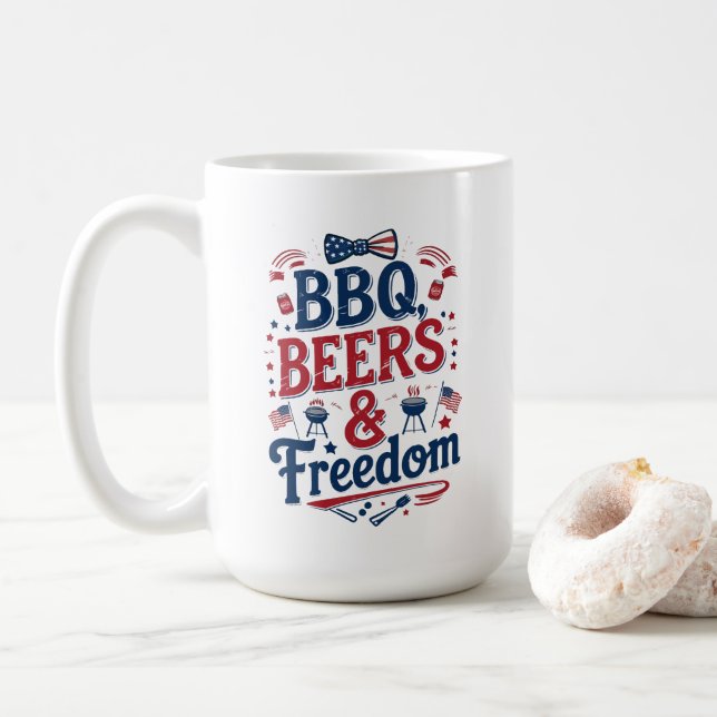 Mug BBQ, Bières et Liberté – Rétro 4 juillet Vibes (Avec donut)
