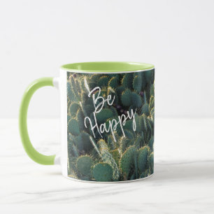 Mug Be Happy mit Kaktus und Namen