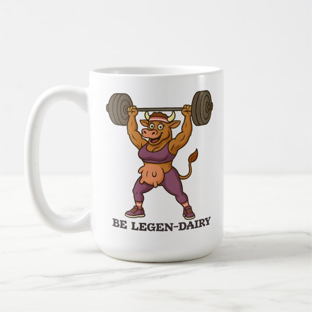 Mug Be Legen-Dairy – Funny Cow Weightlifting Gym (Gauche)