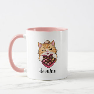 Mug Be Mine Chat : Saint Valentin Kawaii Chat avec bon
