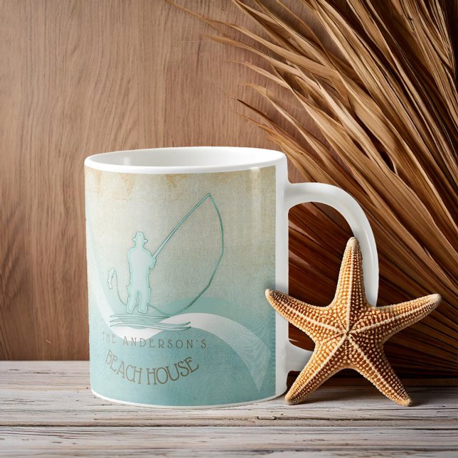 Mug Beach House Pêcheur nautique Aqua Blue ID623 (Créateur téléchargé)