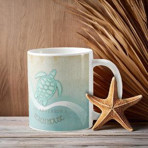 Mug Beach House Tortue nautique Aqua Blue ID623