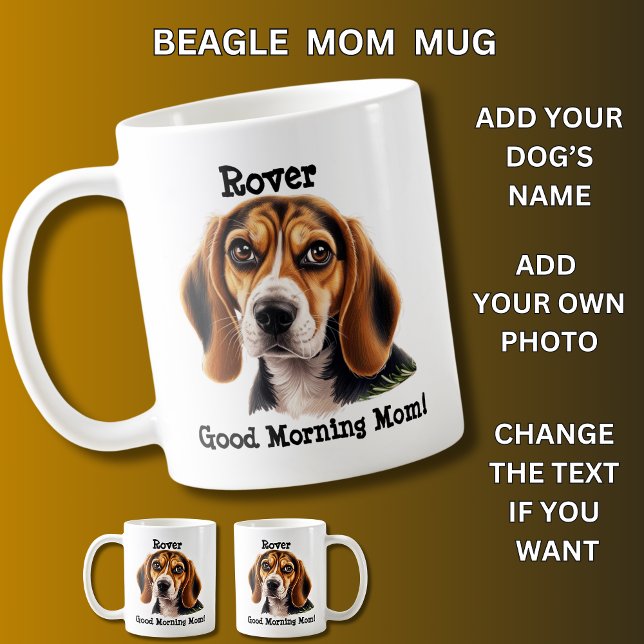 Mug Beagle, Ajouter le nom du chien, Changer de photo (Créateur téléchargé)