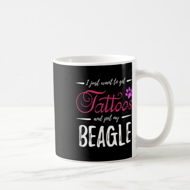 Mug Beagle Amoureux des chiens Tattoo Funny Chien Mama (Droite)