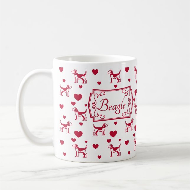 Mug beagle aux coeurs (Gauche)