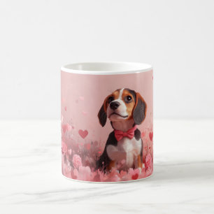 Mug Beagle avec des roses - Saint-Valentin