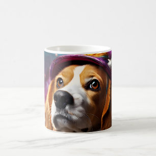 Mug Beagle dans un Casquette rose