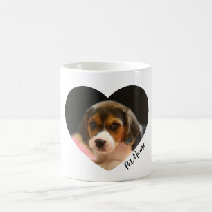 Mug Beagle en forme de coeur photo et nom