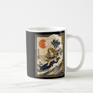 Mug Beagle japonais surf kanagawa vague drôle samouraï