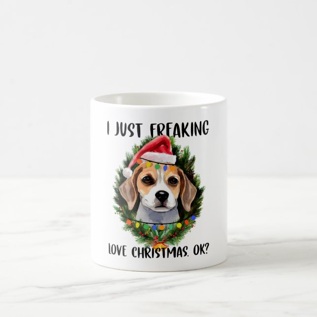 Mug Beagle Je viens de freaking Love Noël Ok Noël (Centre)