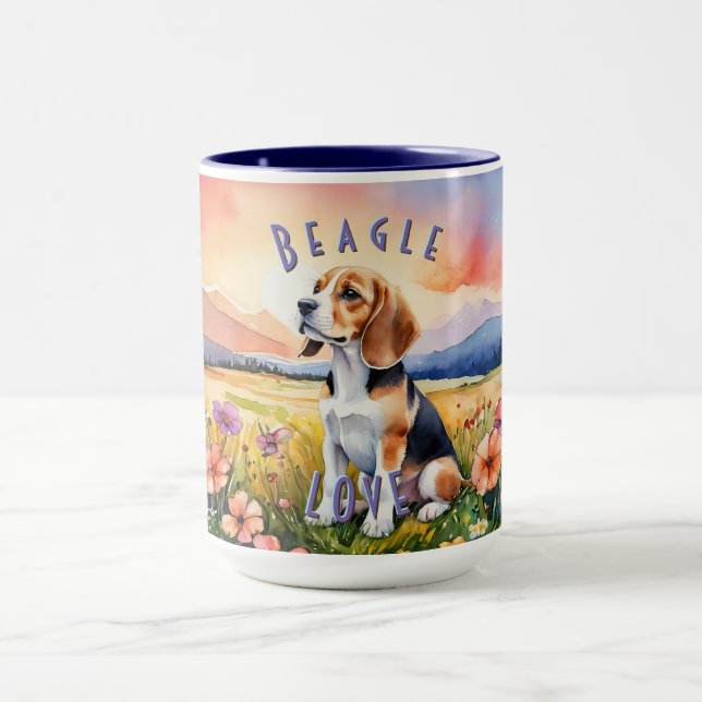 Mug beagle, Levée de soleil de ferme personnalisab (Centre)