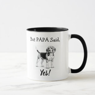 Mug Beagle mignon typographie noir / blanc Personnalis