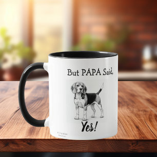 Mug Beagle mignon typographie noir / blanc Personnalis