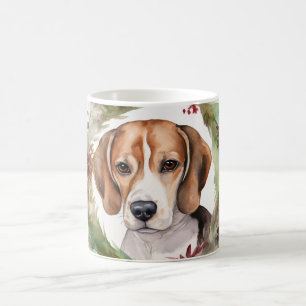Mug Beagle Noël Wreath Festive Pup