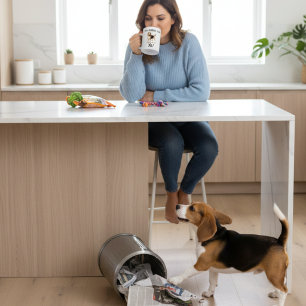 Mug Beagle noir & brun/ typographie/Personnaliser