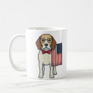 Mug Beagle patriotique avec drapeau vintage vector art