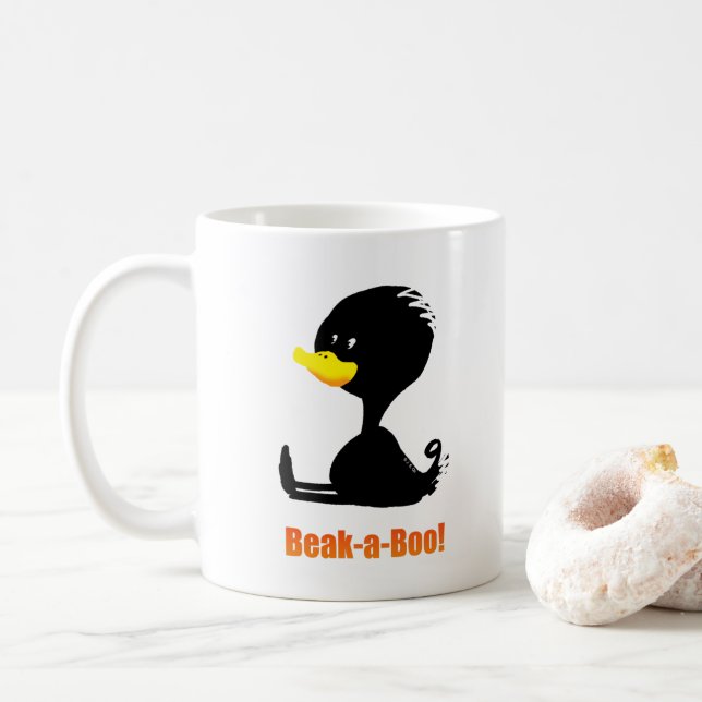 Mug Beak-a-Boo! Cute Cartoon Duck with Funny Pun (Avec donut)