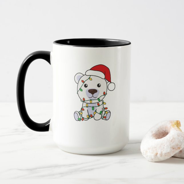 Mug Bear Christmas Winter Animals Polar Bears (Avec donut)