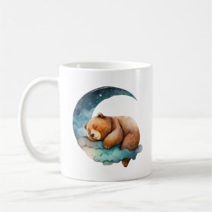 Mug Bear en peluche mignonne dormant sur la lune du cr