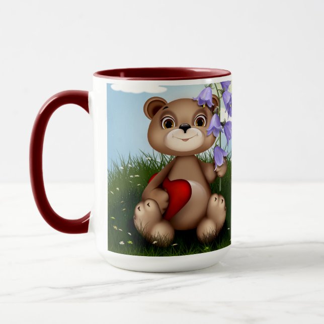 Mug Bear Holding Bouquet Flower-30926 (Gauche)