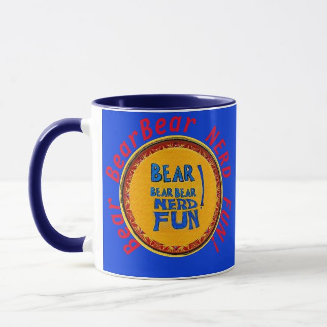 Mug BearBearBear NERD AMUSEMENT! Bleu de café (Gauche)