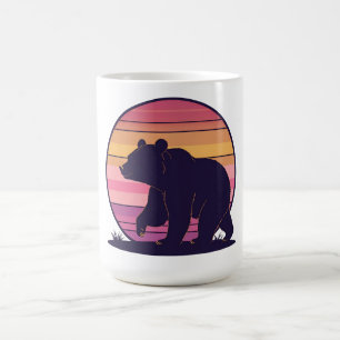 Mug Bearly Awake - Drôle Retro Bear Sunset Design Coff