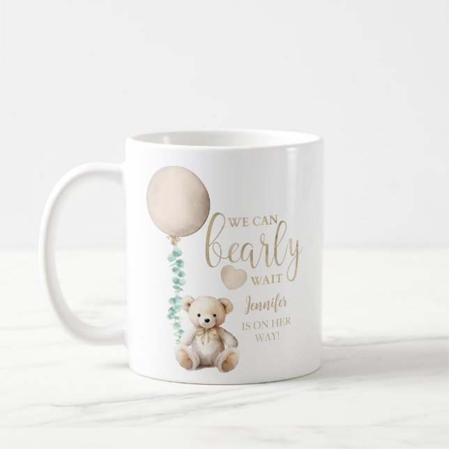 Mug Bearly Wait Neutral Teddy Bear Baby shower Café (Gauche)