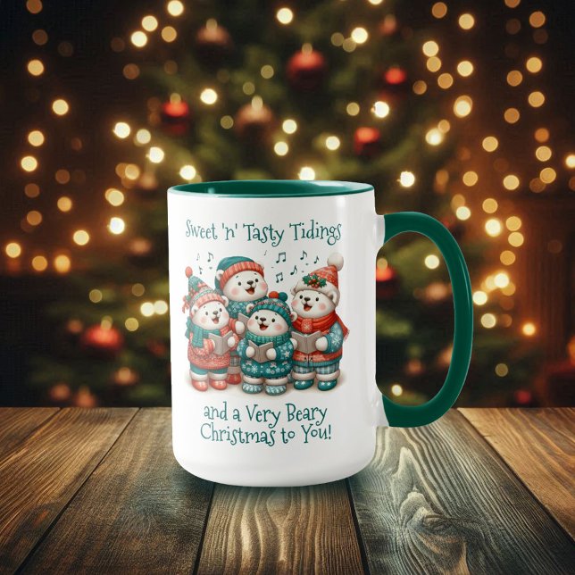 Mug Bears Polar mignon chante Avoir un Noël de très Bé (Polar Bears Sing Have a Very Beary Christmas 15oz Two-Tone Mug Cover Photo)