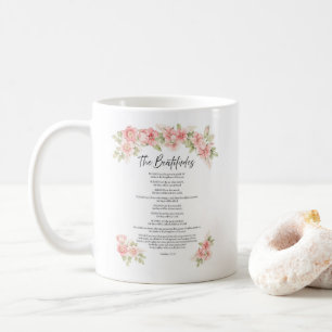 Mug Béatitudes d'écriture florale aquarelle rose