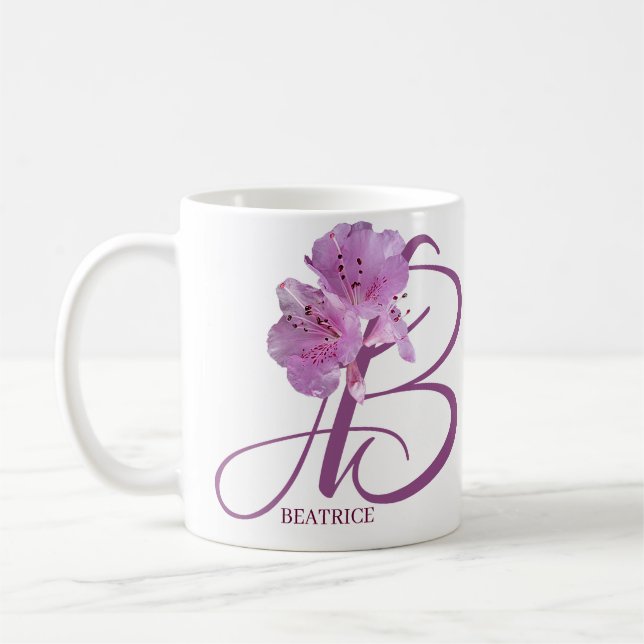 Mug Béatrice nom personnalisable joli rose floral mign (Gauche)