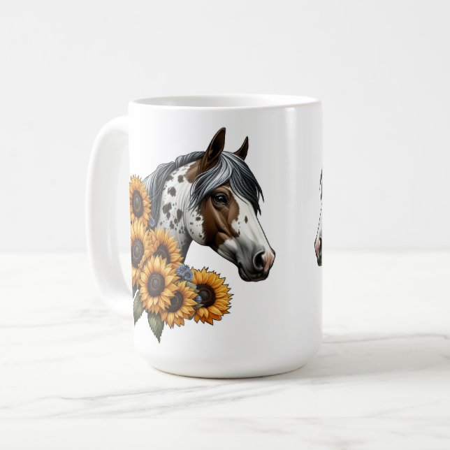 Mug Beau Appaloosa Horse avec Tournesols (Devant gauche)