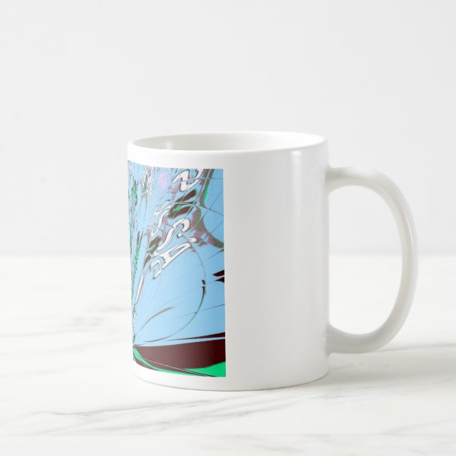 Mug Beau Aqua Bleu Extraordinaire Motif Art Floral (Droite)
