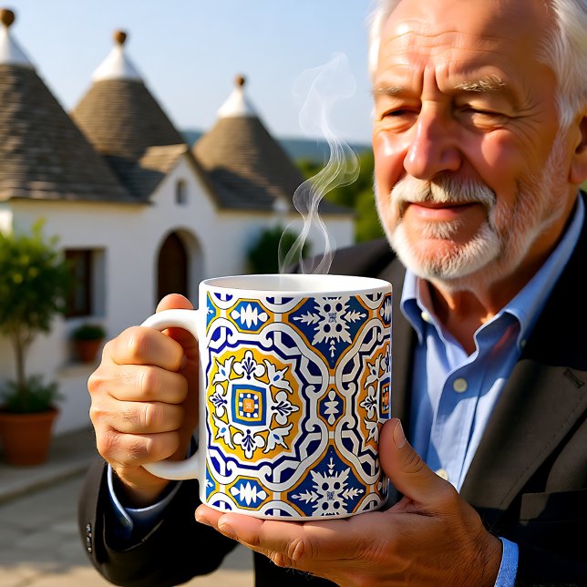 Mug 💙 Beau azulejos bleu azulejos IV XXL (Beautiful blue Azulejos IV XXL tile Coffee Mug)