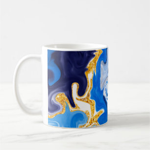 Mug Beau Bleu, Or et Blancs comme Eau