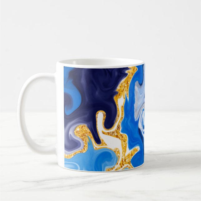 Mug Beau Bleu, Or et Blancs comme Eau (Gauche)