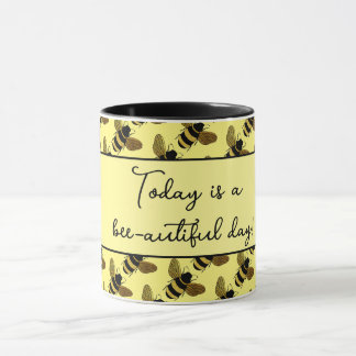 MUG BEAU BUMBLEBEE OR NOIR HAPPY BEE TEXTE BEE