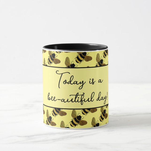 MUG BEAU BUMBLEBEE OR NOIR HAPPY BEE TEXTE BEE (Centre)