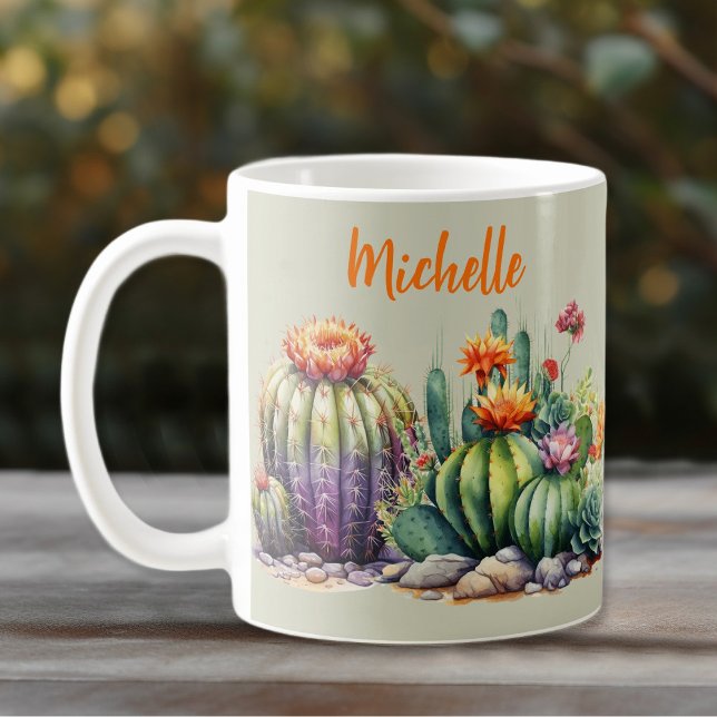Mug Beau Cactus Flower Avec Nom (Créateur téléchargé)