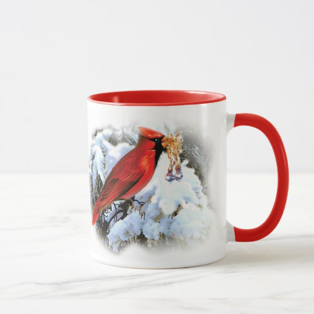 Mug Beau Cardinal de Noël Rouge Bienvenue Noël (Droite)