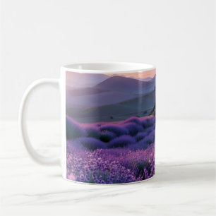 Mug Beau champ de lavande au coucher du soleil