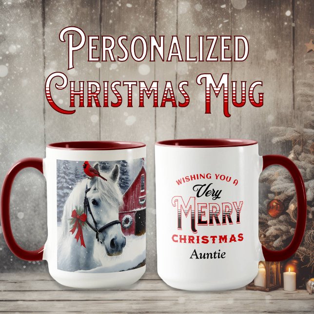 Mug Beau Cheval de Vacances avec Cardinal Personnalisé (Créateur téléchargé)