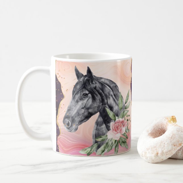 Mug Beau cheval Ranch Western Coffee Mug, Coupe (Avec donut)
