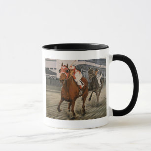 Mug Beau Cheval Ravit les Propriétaires dans une Cours