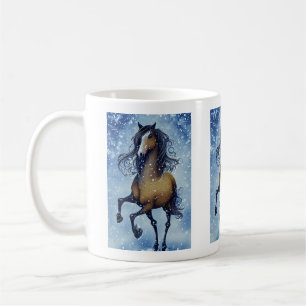 Mug Beau Cheval Whimsical dans l'hiver neige