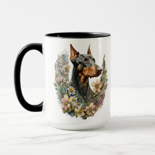 MUG BEAU CHIEN DOBERMAN PINSCHER WATERCOLOR