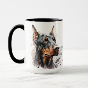 MUG BEAU CHIEN DOBERMAN PINSCHER WATERCOLOR