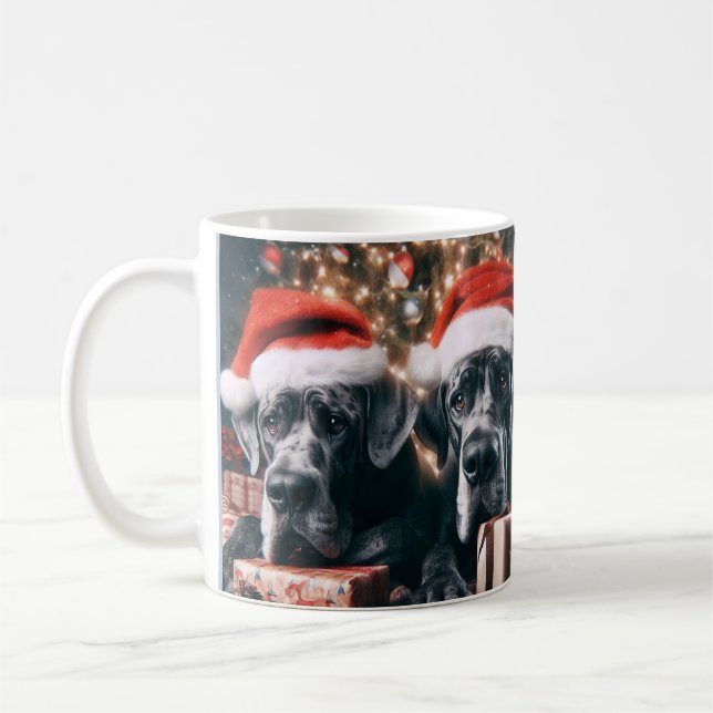 Mug Beau Chiens de Danse Grand Art de Noël (Gauche)
